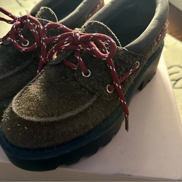 MIU MIU Chunky rustic Suede Loafers Brown Size 36.5 6.5 - Picture 3 of 10